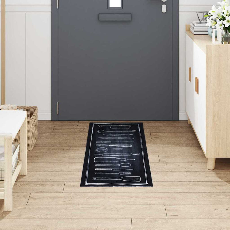 Load image into Gallery viewer, Vidaxl keuken vloerkleed zwart 150 x 45 cm fluweel