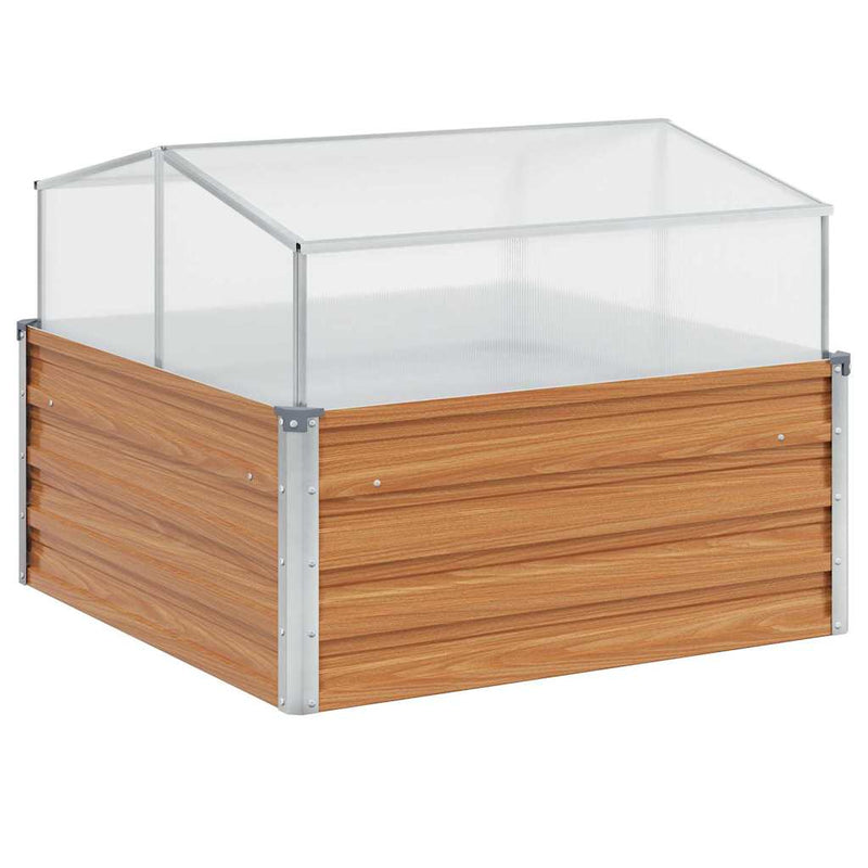 Load image into Gallery viewer, Vidaxl tuinplanter met kas licht bruin 100 x 100 x 77 cm