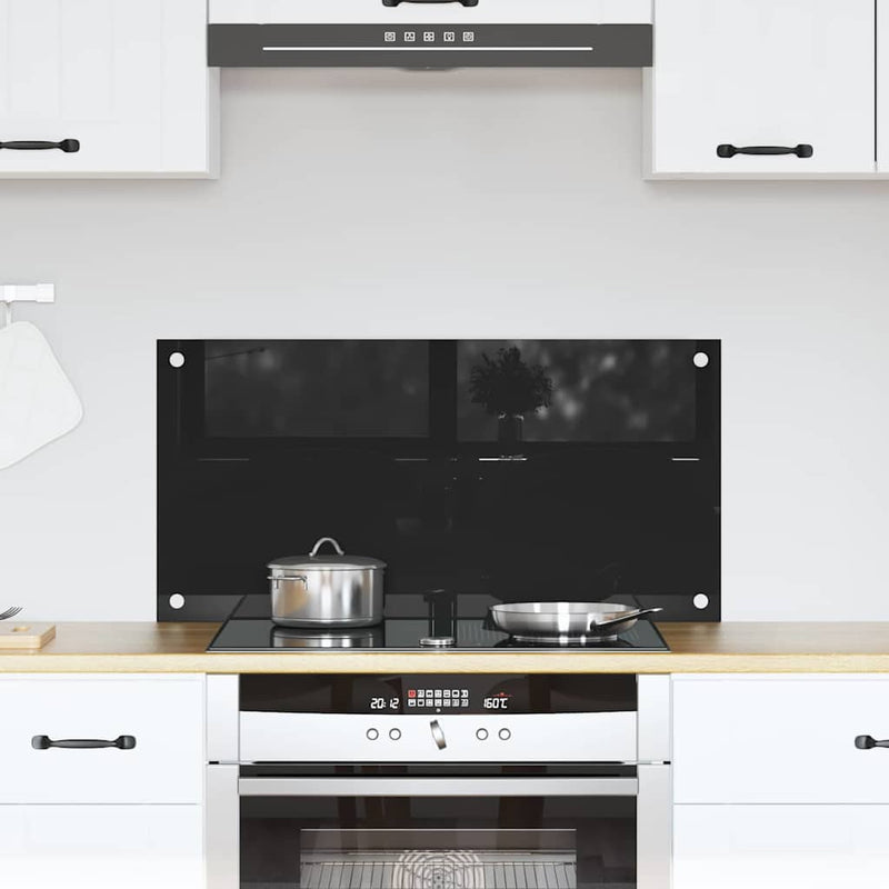 Load image into Gallery viewer, Vidaxl keuken achterwand zwart 80 x 40 cm gehard glas