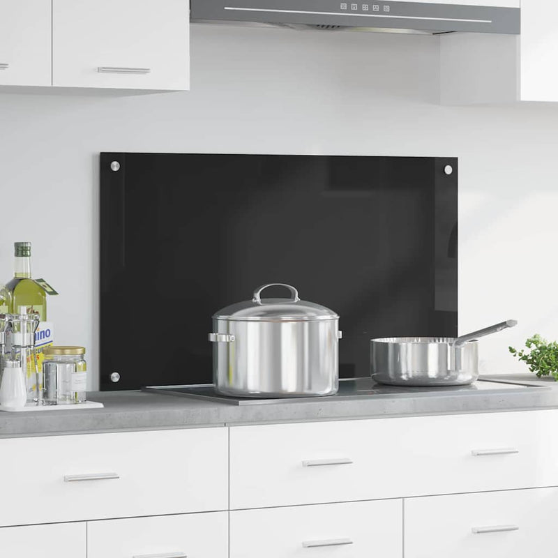 Load image into Gallery viewer, Vidaxl keuken achterwand zwart 90 x 50 cm gehard glas