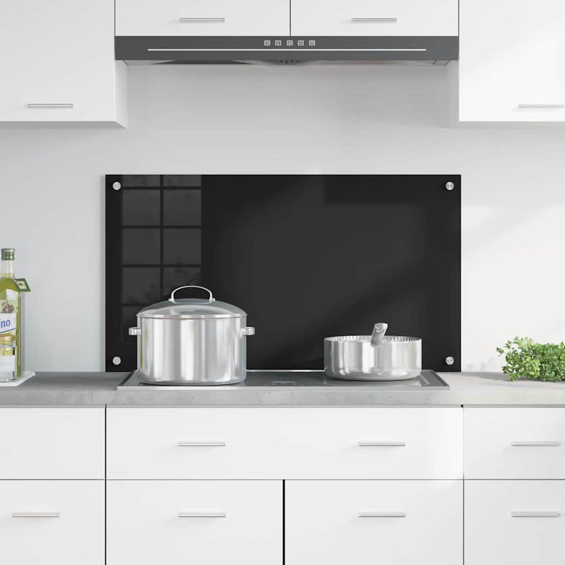 Load image into Gallery viewer, Vidaxl keuken achterwand zwart 90 x 50 cm gehard glas