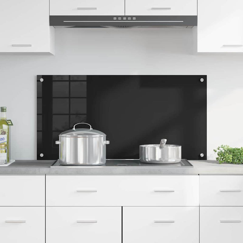 Load image into Gallery viewer, Vidaxl keuken achterwand zwart 100 x 50 cm gehard glas