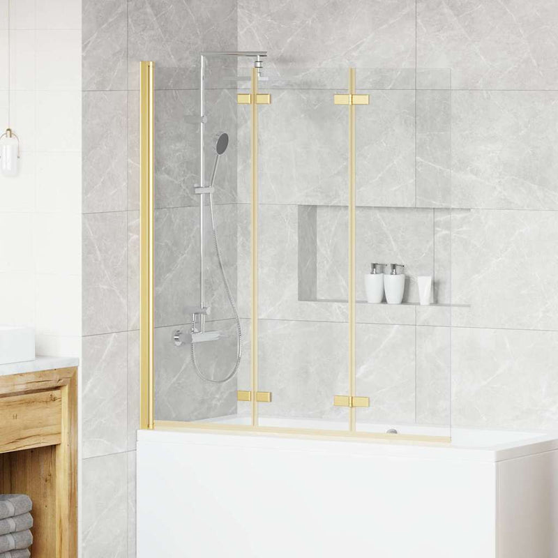 Load image into Gallery viewer, Vidaxl douche omhulsel goud 130 x 138 cm esg-glas en aluminium