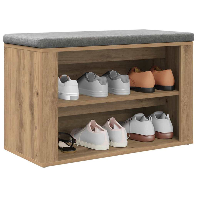 Load image into Gallery viewer, Vidaxl schoenenrek met plank artisanaal eikenkleurig 75 x 35 x 45 cm