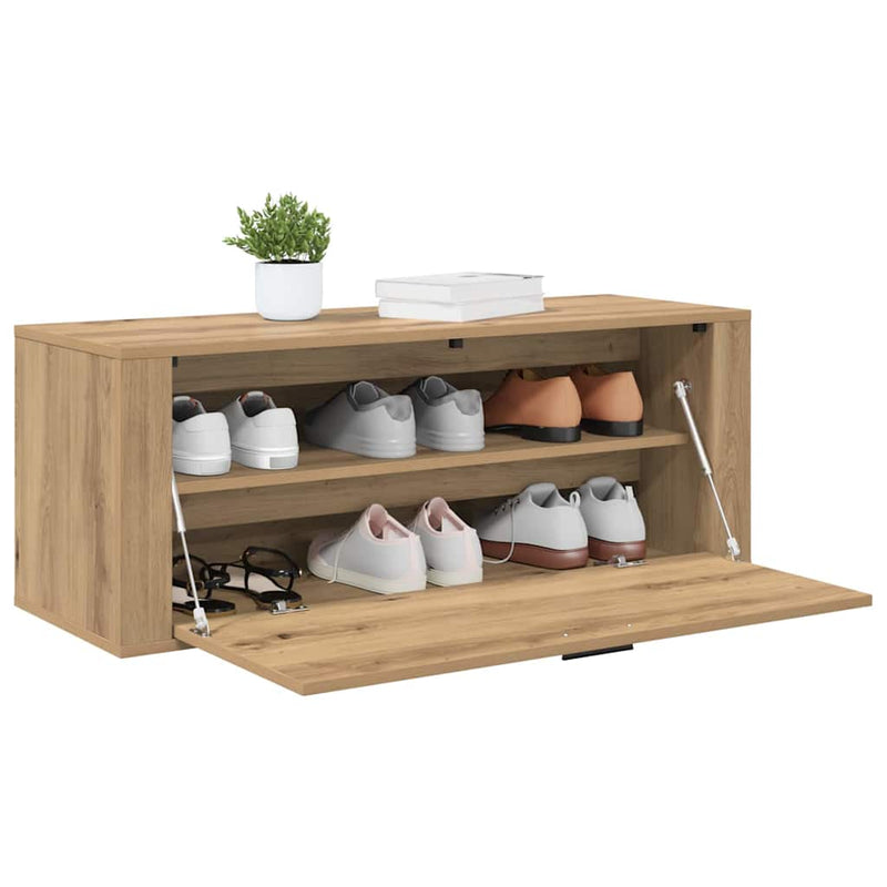 Load image into Gallery viewer, Vidaxl schoenenkast met plank artisanaal eikenkleurig 100 x 35 x 38 cm