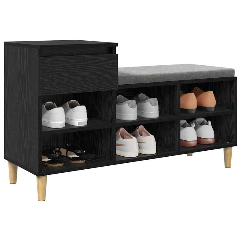 Load image into Gallery viewer, Vidaxl schoenenkast met lade zwart eiken 102 x 36 x 60 cm bewerkt hout