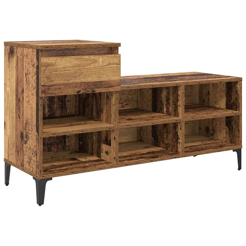 Load image into Gallery viewer, Vidaxl schoenenkast met lade oud hout 102 x 36 x 60 cm bewerkt hout