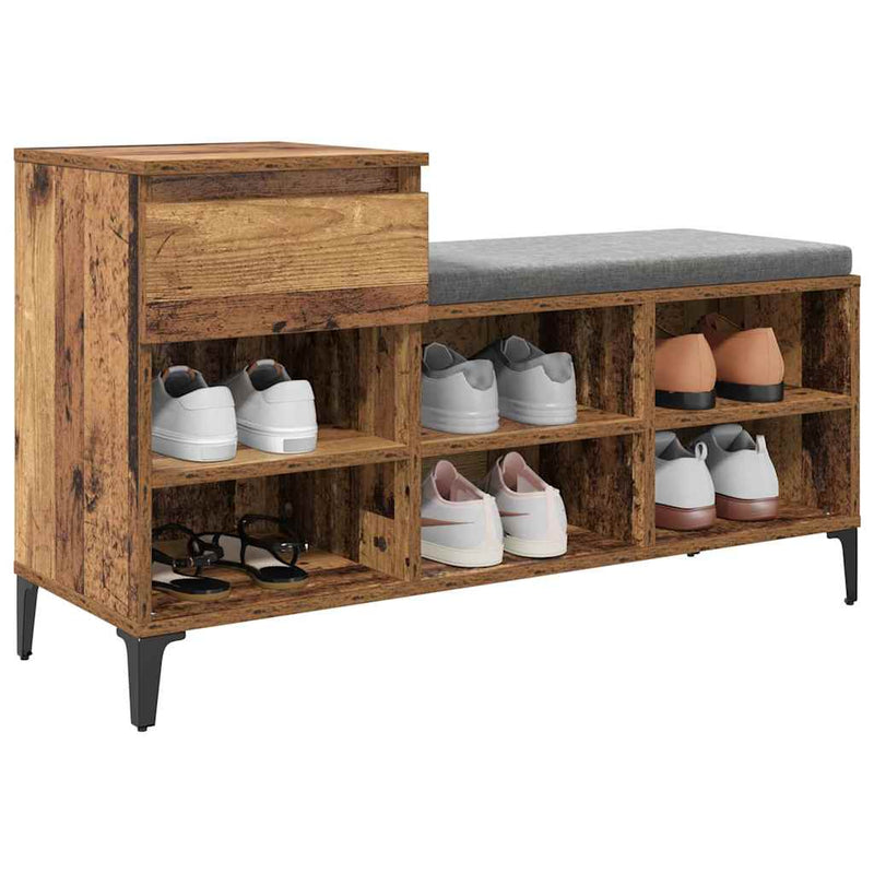 Load image into Gallery viewer, Vidaxl schoenenkast met lade oud hout 102 x 36 x 60 cm bewerkt hout