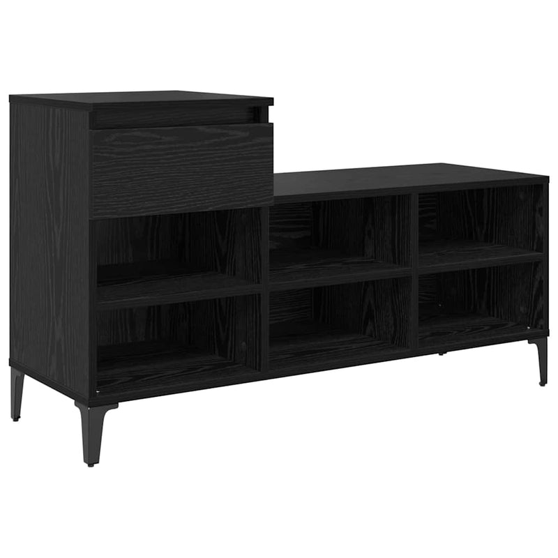 Load image into Gallery viewer, Vidaxl schoenenkast met lade zwart eiken 102 x 36 x 60 cm bewerkt hout
