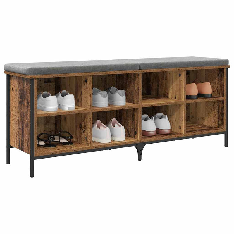 Load image into Gallery viewer, Vidaxl schoenenkast oud hout 131 x 35 x 50 cm gemonteerd hout en ijzer
