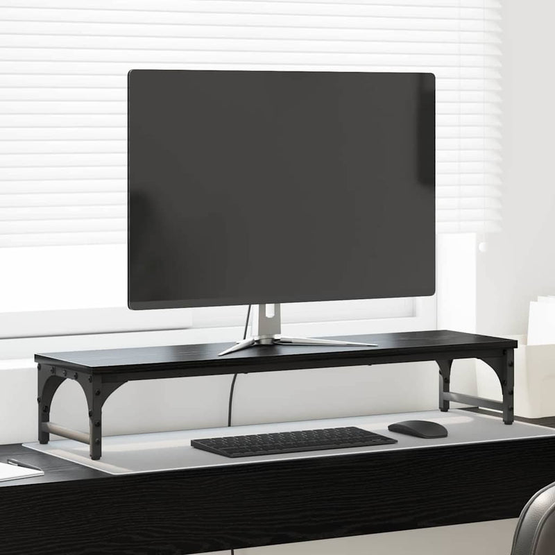 Load image into Gallery viewer, Vidaxl monitor stand zwart eiken 85 x 23 x 15,5 cm bewerkt hout