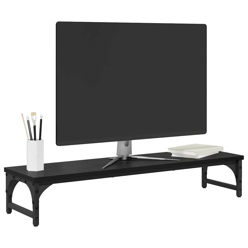 Load image into Gallery viewer, Vidaxl monitor stand zwart eiken 85 x 23 x 15,5 cm bewerkt hout