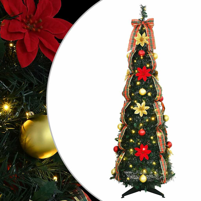 Load image into Gallery viewer, Vidaxl kunstkerstboom met 100 led met standaard groen 155 cm pvc