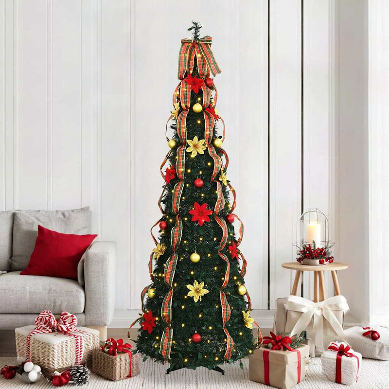 Load image into Gallery viewer, Vidaxl kunstkerstboom met 200 led met standaard groen 215 cm pvc