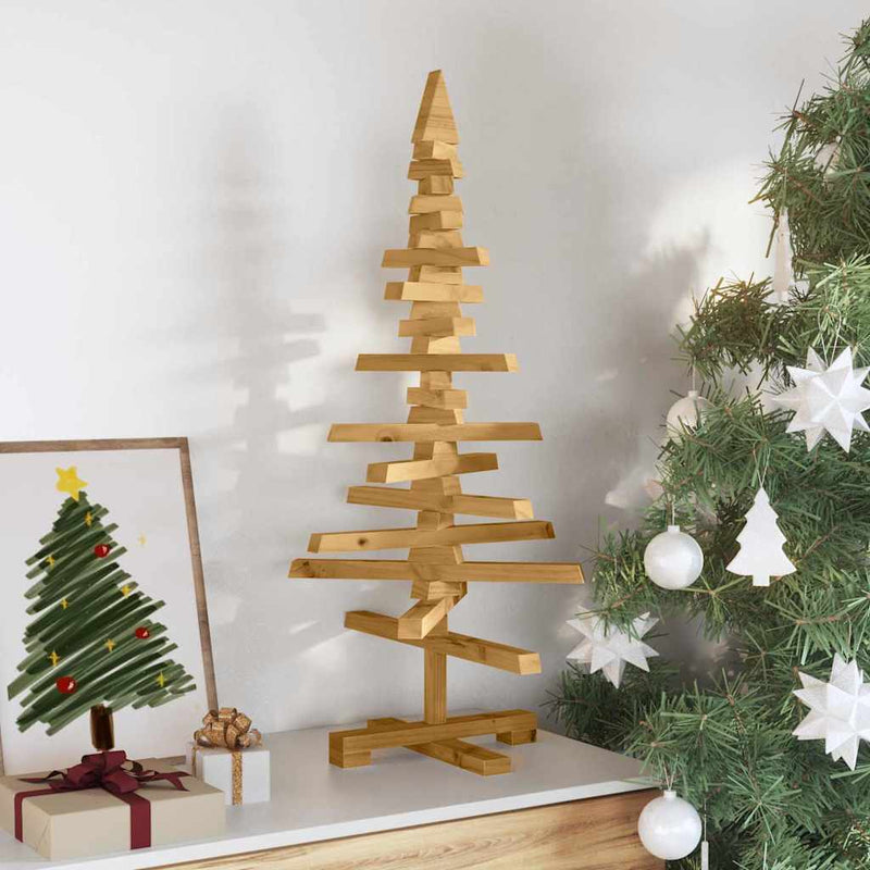 Load image into Gallery viewer, Vidaxl houten kerstboom met standaard bruin 90 cm massief grenenhout