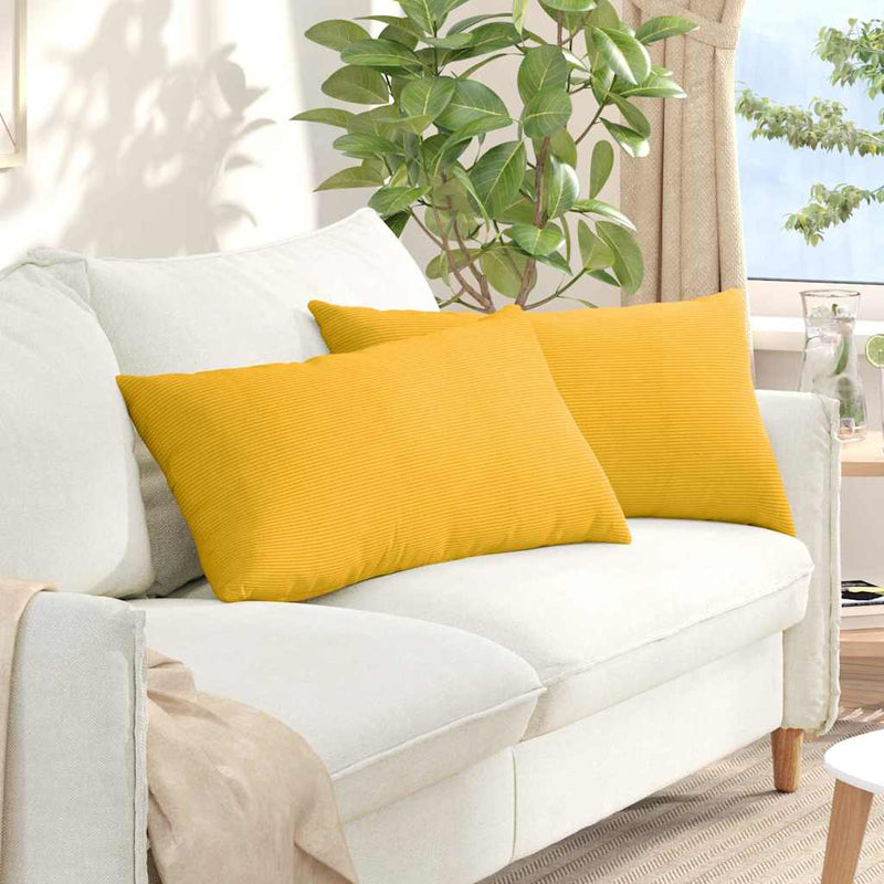 Load image into Gallery viewer, Vidaxl sofa kussens 2 stuks lichtgeel 80 x 40 cm cordstof