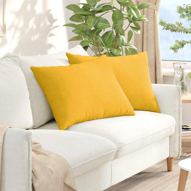 Load image into Gallery viewer, Vidaxl sofa kussens 2 stuks lichtgeel 70 x 50 cm cordstof