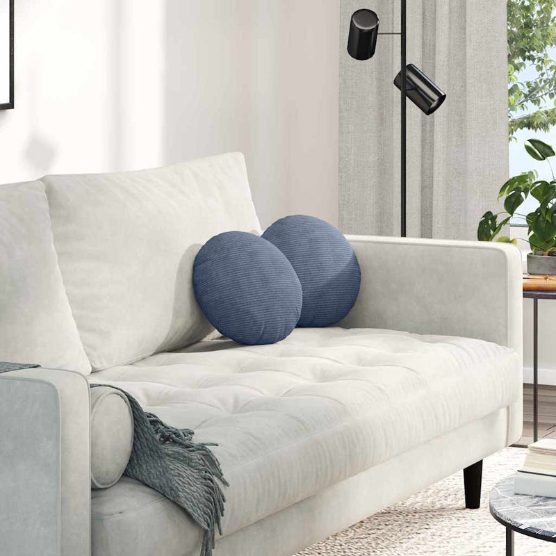 Load image into Gallery viewer, Vidaxl zitkussens 2 pcs blauw ø 30 cm katoen stof