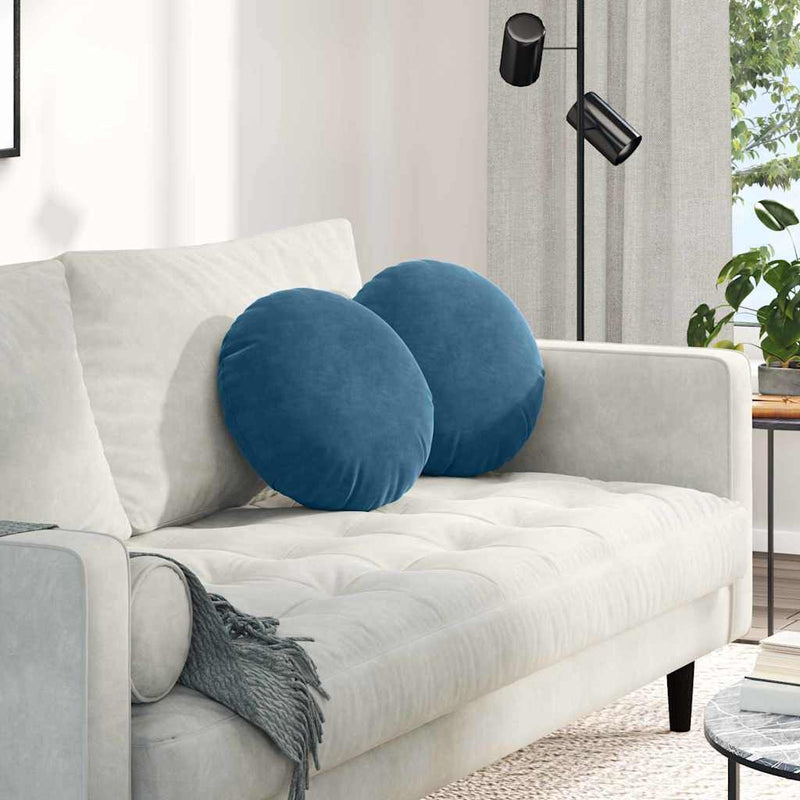 Load image into Gallery viewer, Vidaxl zitkussens 2 stuks blauw ø 40 x 13 cm fluweel