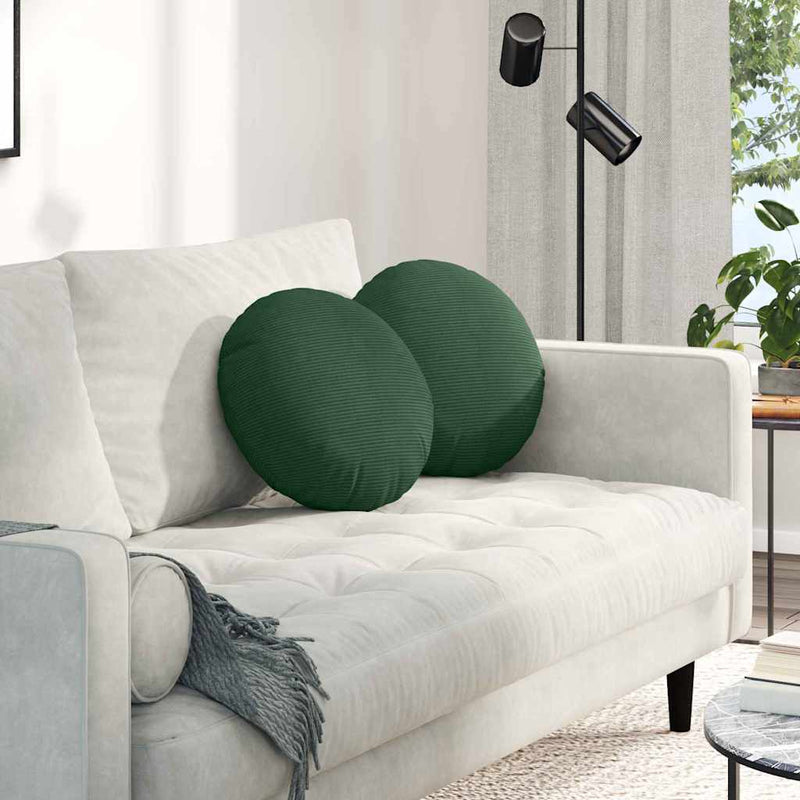 Load image into Gallery viewer, Vidaxl zitkussens 2 pcs donkergroen ø 40 cm katoen stof