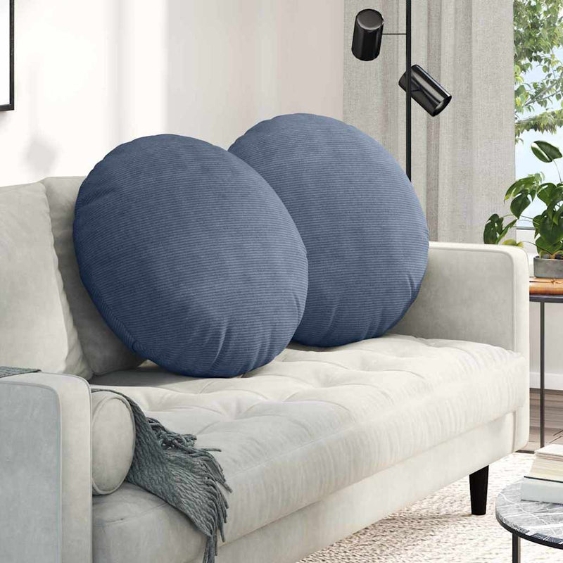 Load image into Gallery viewer, Vidaxl zitkussens 2 pcs blauw ø 60 cm katoen stof