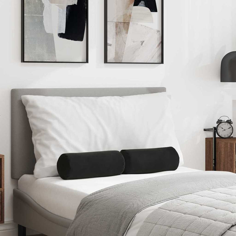 Load image into Gallery viewer, Vidaxl bolster kussens 2 stuks zwart ø 15 x 40 cm cordstof