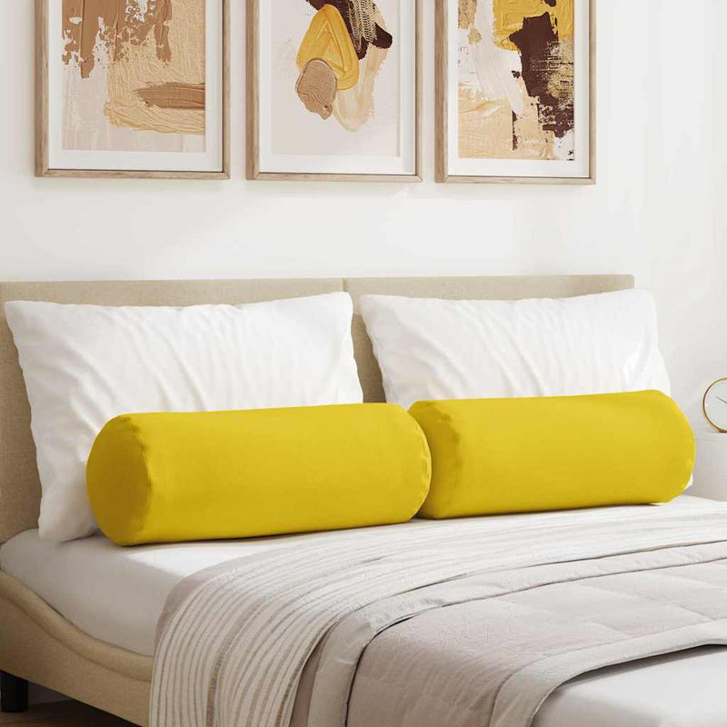 Load image into Gallery viewer, Vidaxl bolster kussens 2 stuks lichtgeel ø 25 x 70 cm stof