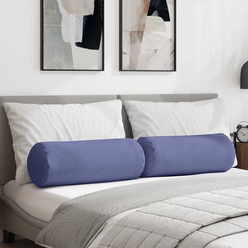 Load image into Gallery viewer, Vidaxl bolster kussens 2 stuks jeans blauw ø 25 x 70 cm stof