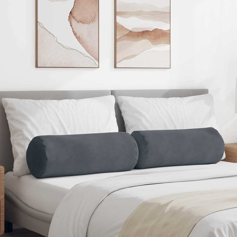 Load image into Gallery viewer, Vidaxl bolster kussens 2 stuks donkergrijs ø 25 x 70 cm cordstof