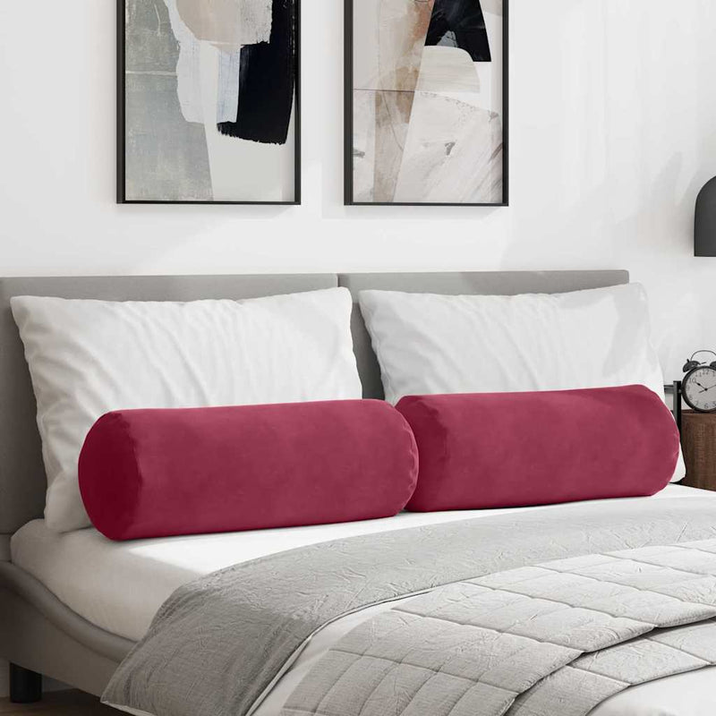 Load image into Gallery viewer, Vidaxl bolster kussens 2 stuks wijnrood ø 25 x 70 cm cordstof