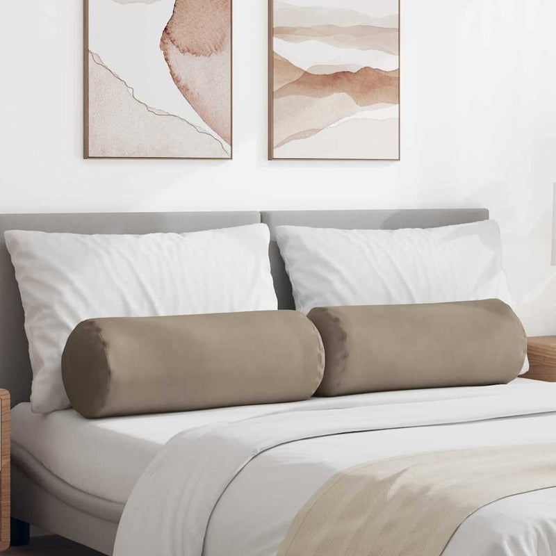 Load image into Gallery viewer, Vidaxl bolster kussens 2 stuks taupe ø 25 x 70 cm microvezel stof