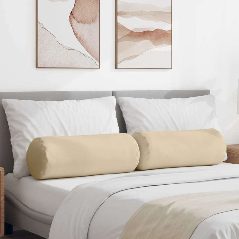 Load image into Gallery viewer, Vidaxl bolster kussens 2 stuks crème ø 25 x 70 cm microvezel stof