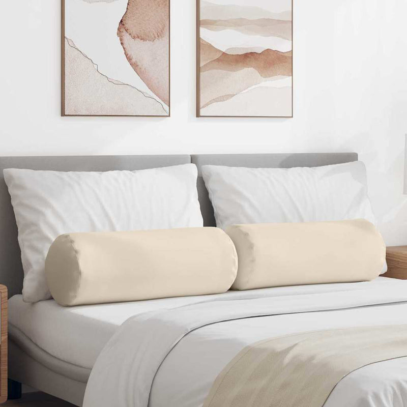 Load image into Gallery viewer, Vidaxl bolster kussens 2 stuks beige ø 25 x 70 cm microvezel stof