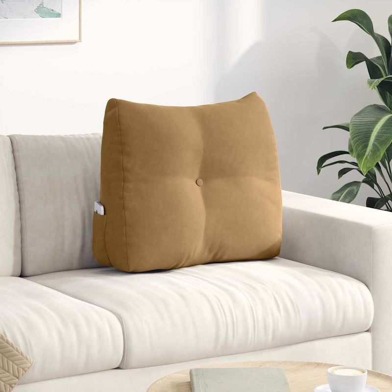 Load image into Gallery viewer, Vidaxl rugkussen bruin 60 x 24 x 50 cm fluweel