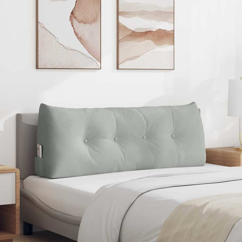 Load image into Gallery viewer, Vidaxl rugkussen lichtgrijs 120 x 24 x 50 cm fluweel
