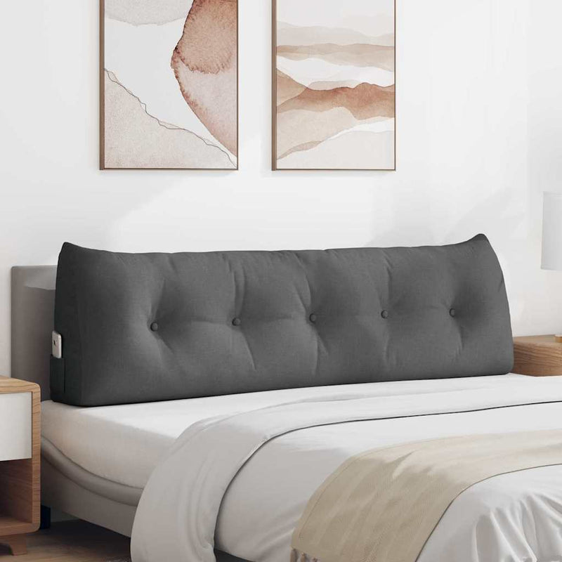 Load image into Gallery viewer, Vidaxl rugkussen donkergrijs 160 x 24 x 50 cm stof