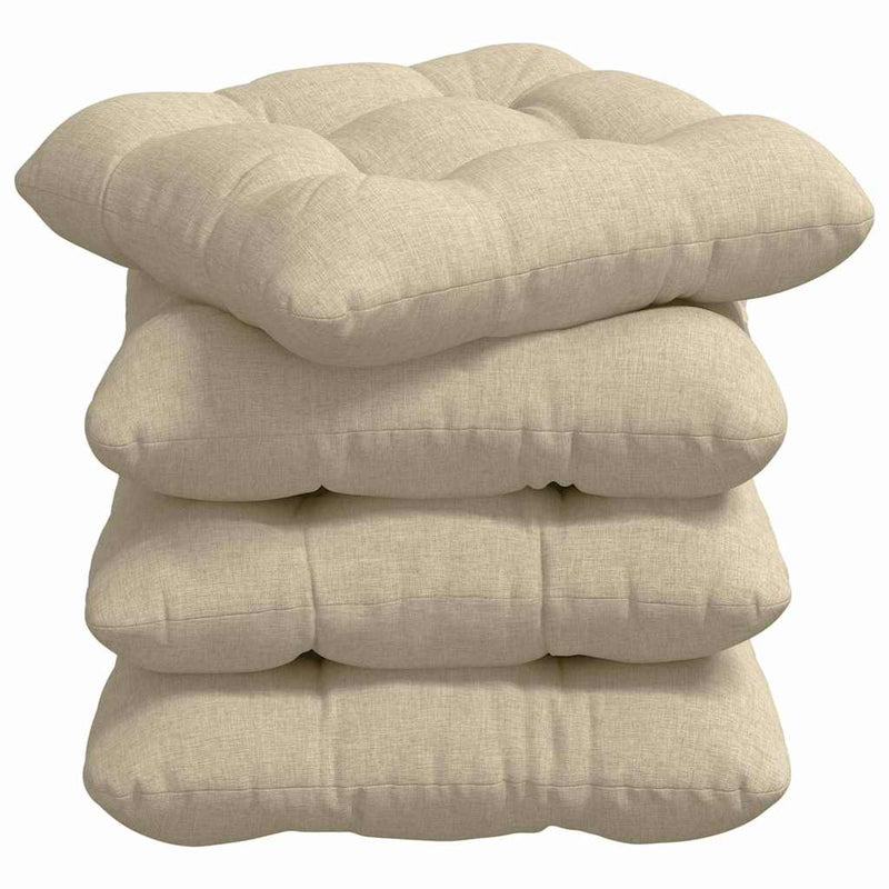 Load image into Gallery viewer, Vidaxl zitkussens 4 pcs crème 40 x 40 x 12 cm stof