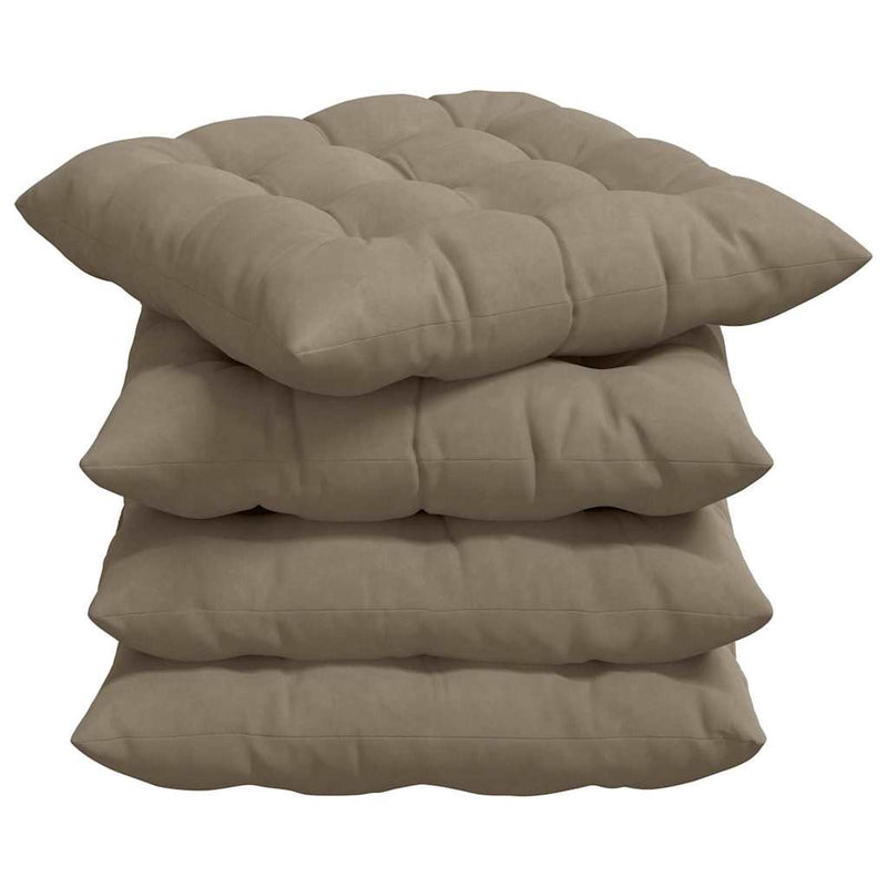 Load image into Gallery viewer, Vidaxl zitkussens 4 stuks taupe 40 x 40 x 6 cm microfibre