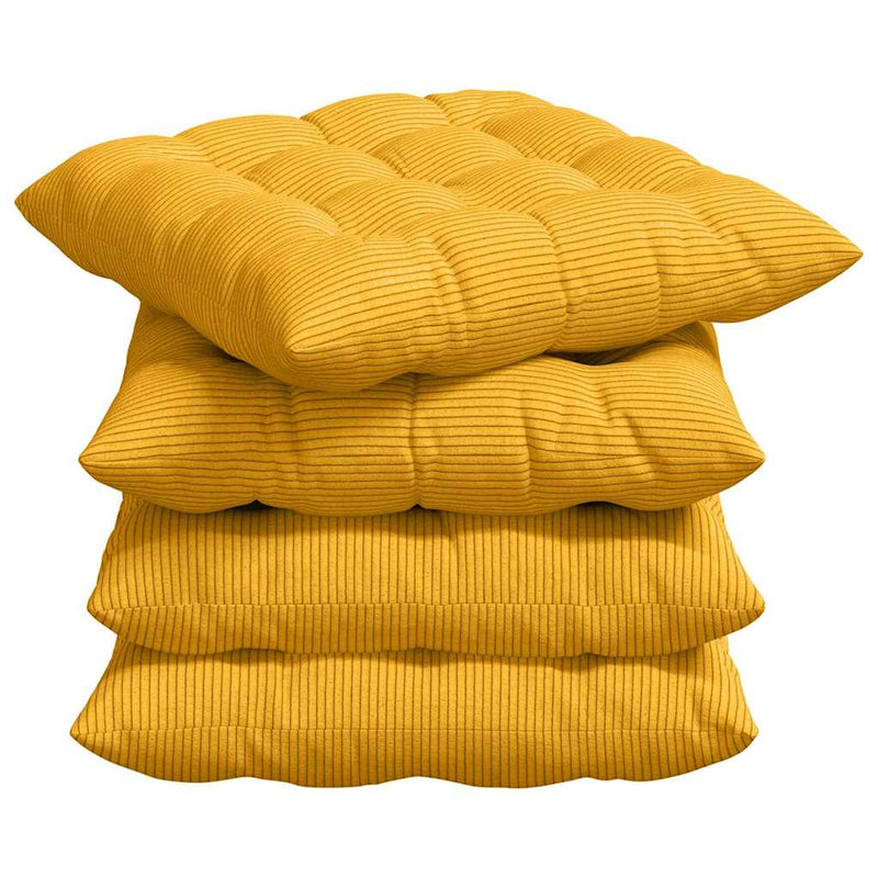 Load image into Gallery viewer, Vidaxl zitkussens 4 pcs lichtgeel 40 x 40 x 6 cm katoen stof