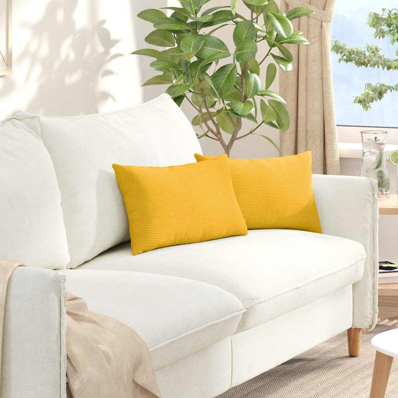 Load image into Gallery viewer, Vidaxl sofa kussens 2 stuks lichtgeel 50 x 30 cm cordstof