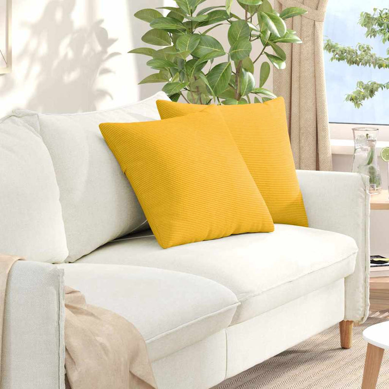 Load image into Gallery viewer, Vidaxl sofa kussens 2 stuks lichtgeel 50 x 50 cm cordstof