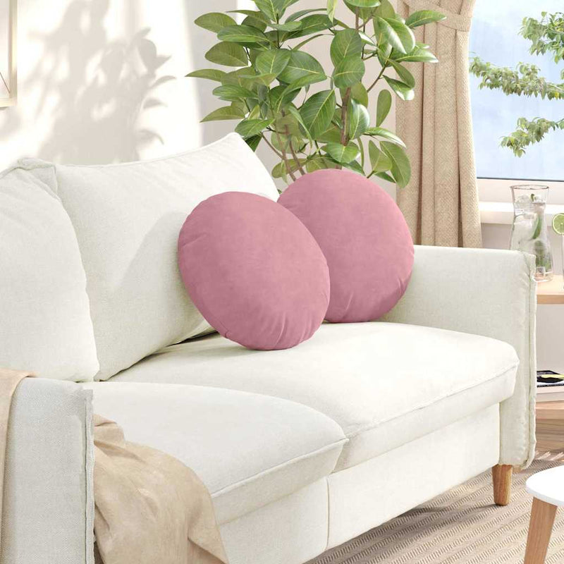 Load image into Gallery viewer, Vidaxl zitkussens 2 stuks roze ø 40 x 13 cm fluweel