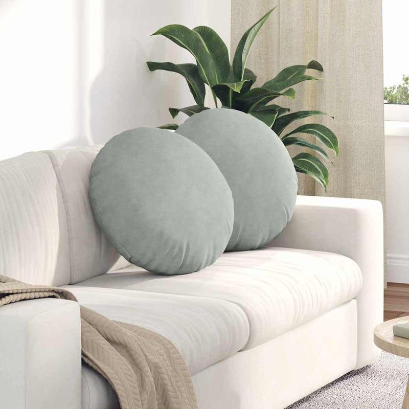 Load image into Gallery viewer, Vidaxl zitkussens 2 stuks lichtgrijs ø 40 x 13 cm fluweel