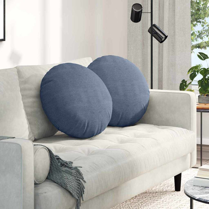 Load image into Gallery viewer, Vidaxl zitkussens 2 pcs blauw ø 50 cm katoen stof