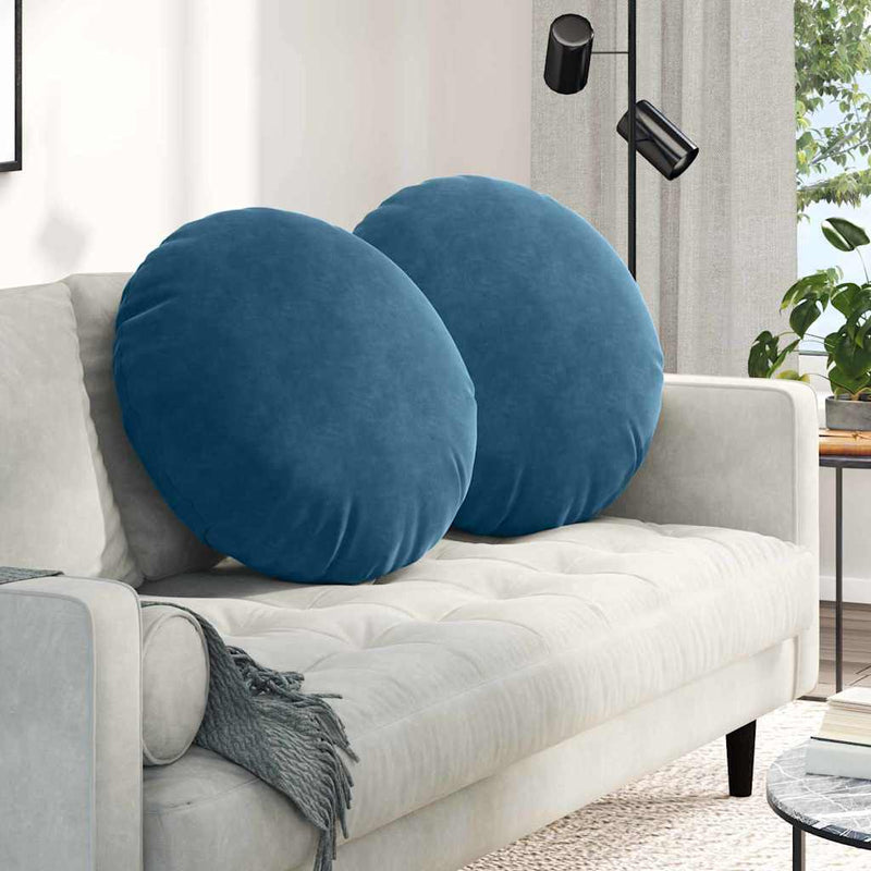 Load image into Gallery viewer, Vidaxl zitkussens 2 stuks blauw ø 40 x 13 cm fluweel