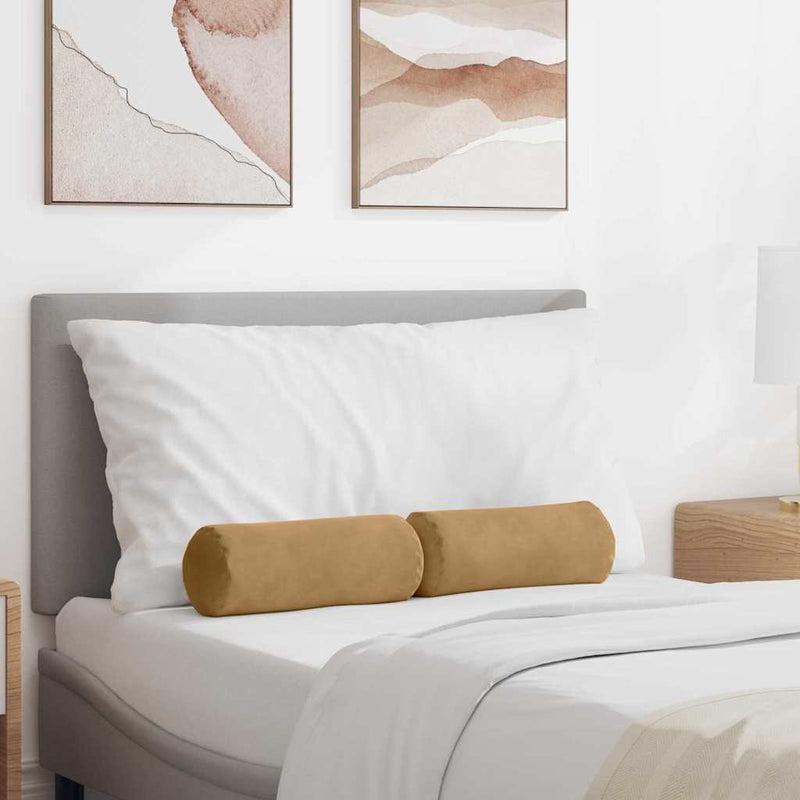 Load image into Gallery viewer, Vidaxl bolster kussens 2 stuks bruin ø 15 x 40 cm cordstof