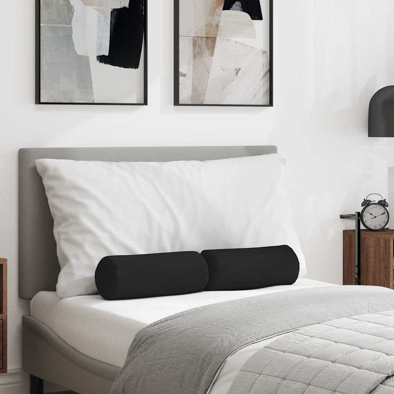 Load image into Gallery viewer, Vidaxl bolster kussens 2 stuks zwart ø 15 x 40 cm microvezel stof