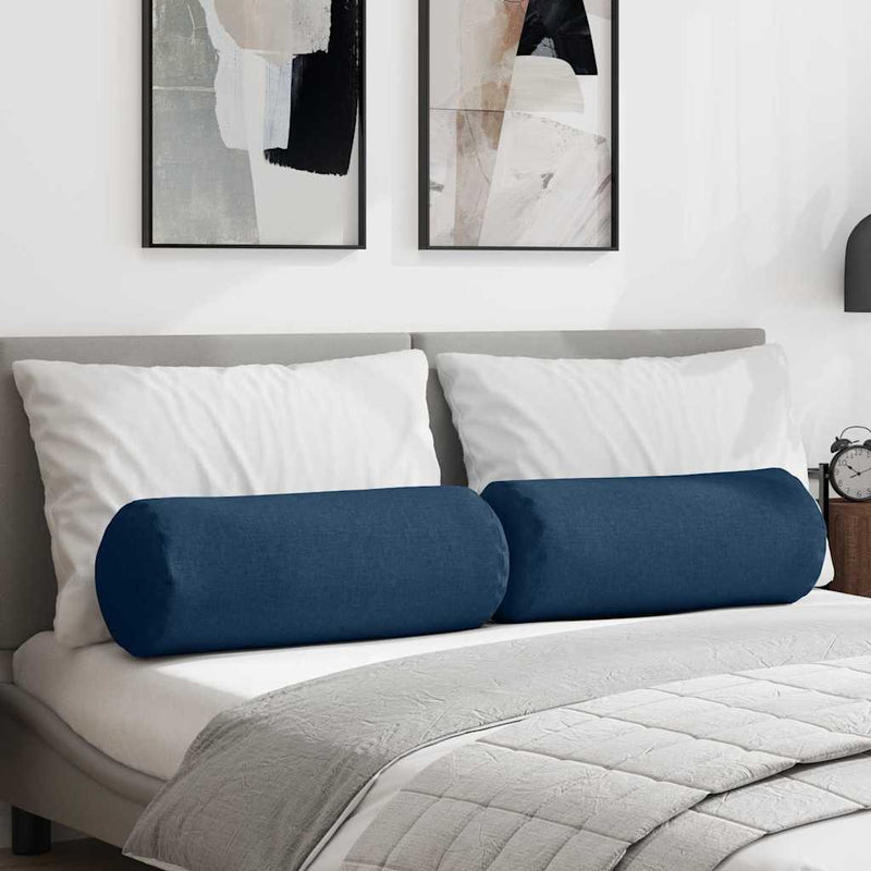 Load image into Gallery viewer, Vidaxl bolster kussens 2 stuks blauw ø 25 x 70 cm stof