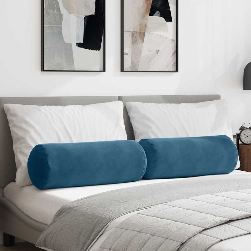 Load image into Gallery viewer, Vidaxl bolster kussens 2 stuks blauw ø 25 x 70 cm cordstof