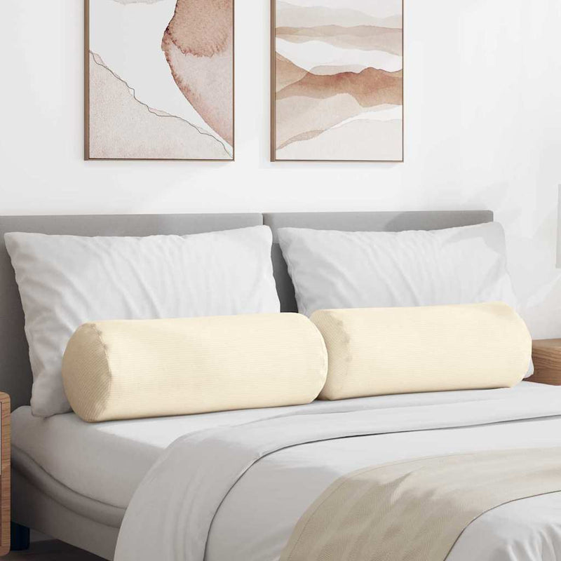 Load image into Gallery viewer, Vidaxl bolster kussens 2 stuks crème ø 25 x 70 cm cordstof